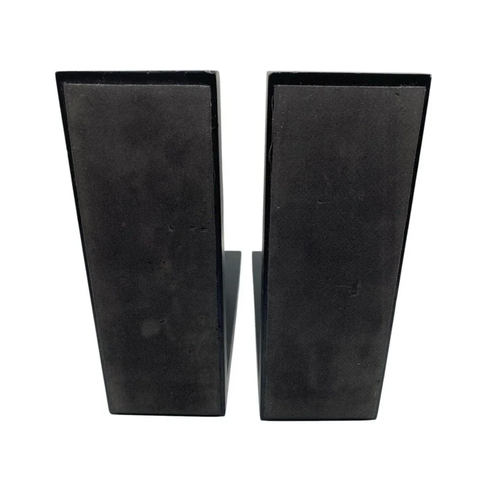 Pair Ikea Black A & Z Bookends Metal Letters on Wood 8” X 7” Library Book Ends